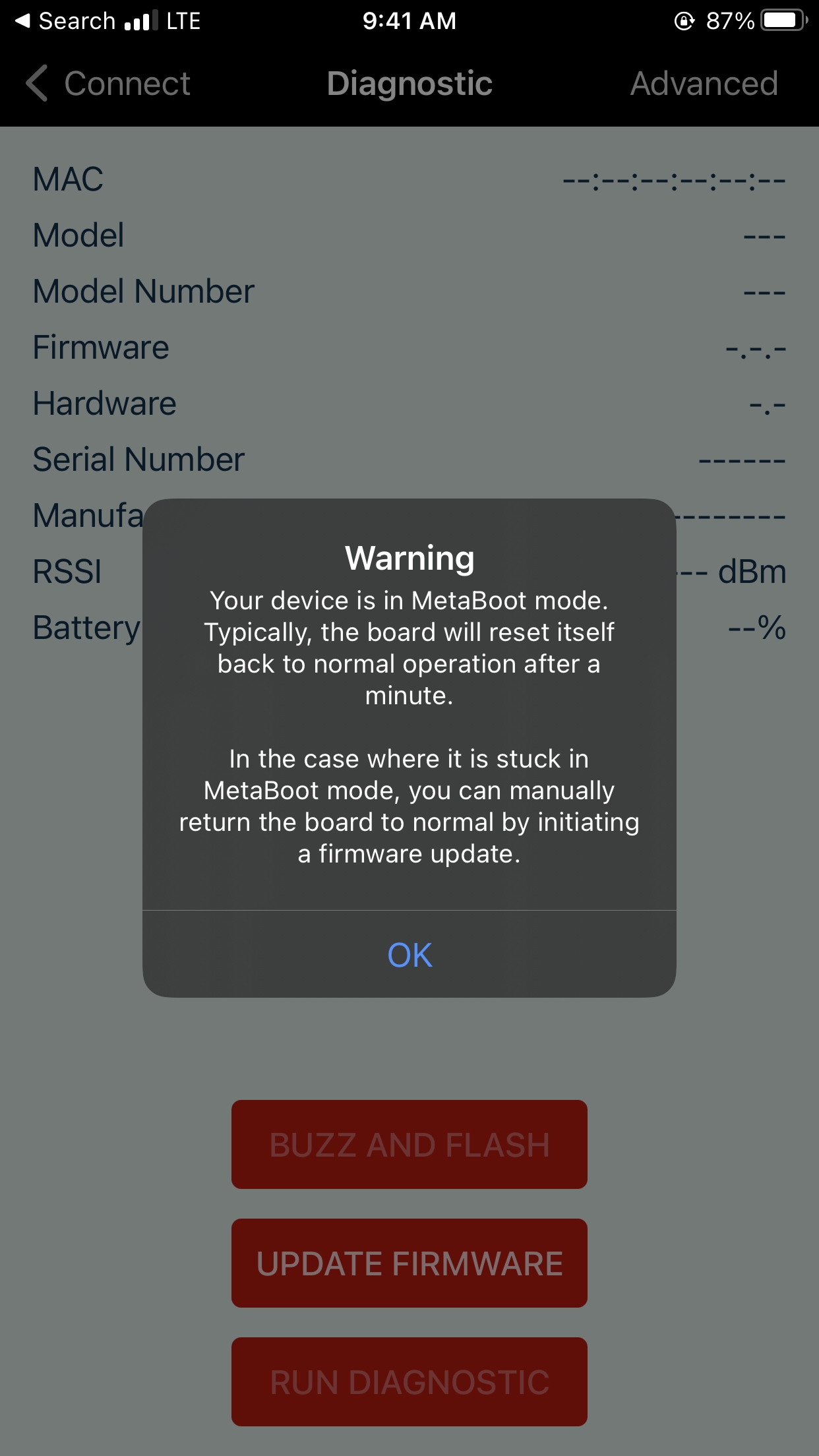 Metamotion C Metaboot Mode MbientLab